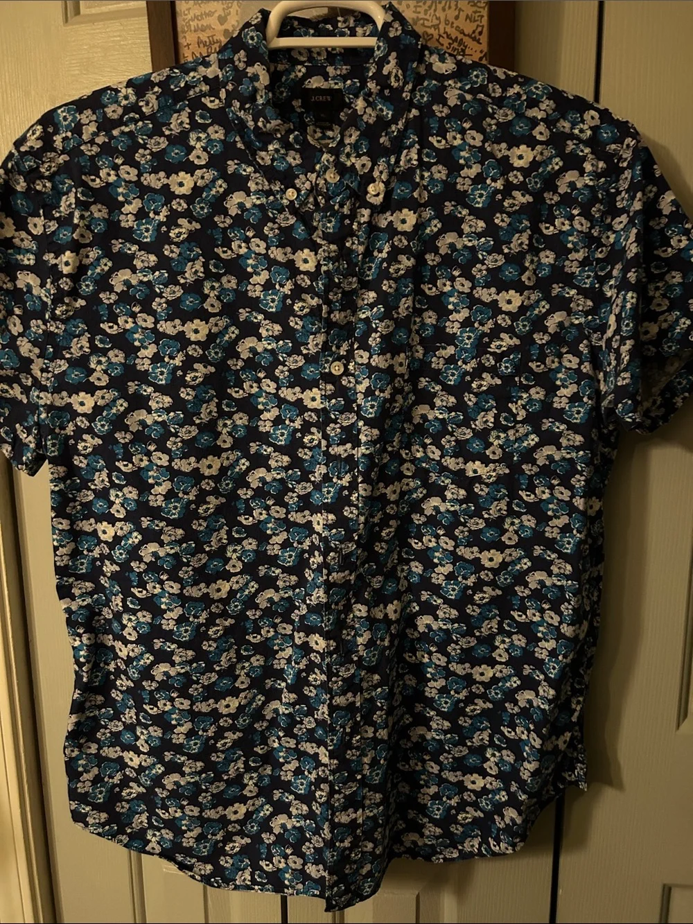 J. Crew Navy Liberty Floral Print Short-Sleeve Button-Down Shirt XL